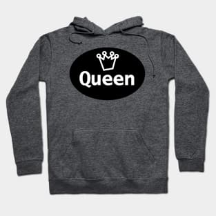 Queen and Crown on Black Oval Hoodie